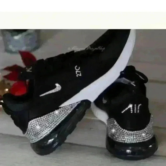 Women's Nike Air Max 270 Black Sneakers made with Swarovski Crystals Custom - Picture 4 of 5